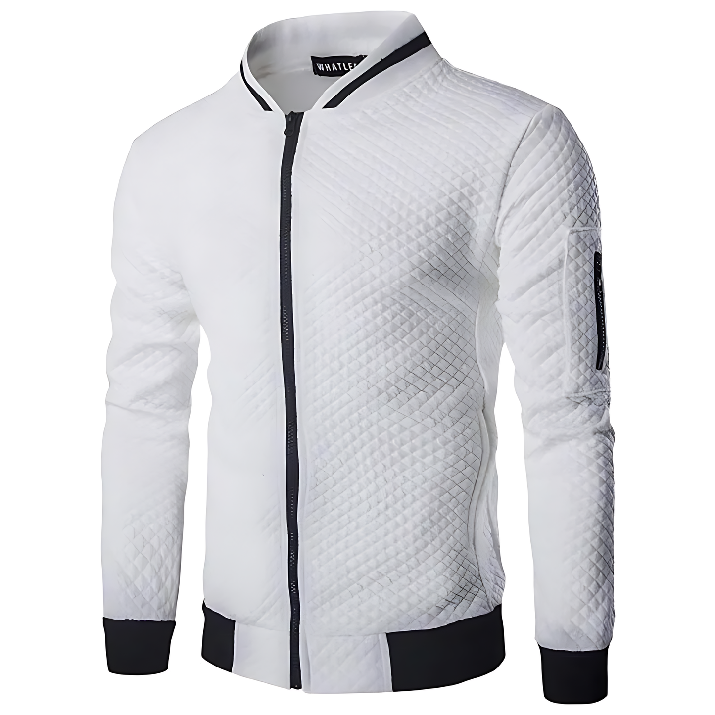 OUTLET Men's Modern Quilted Zip-Up Bomber Jacket with Contrast Trim
