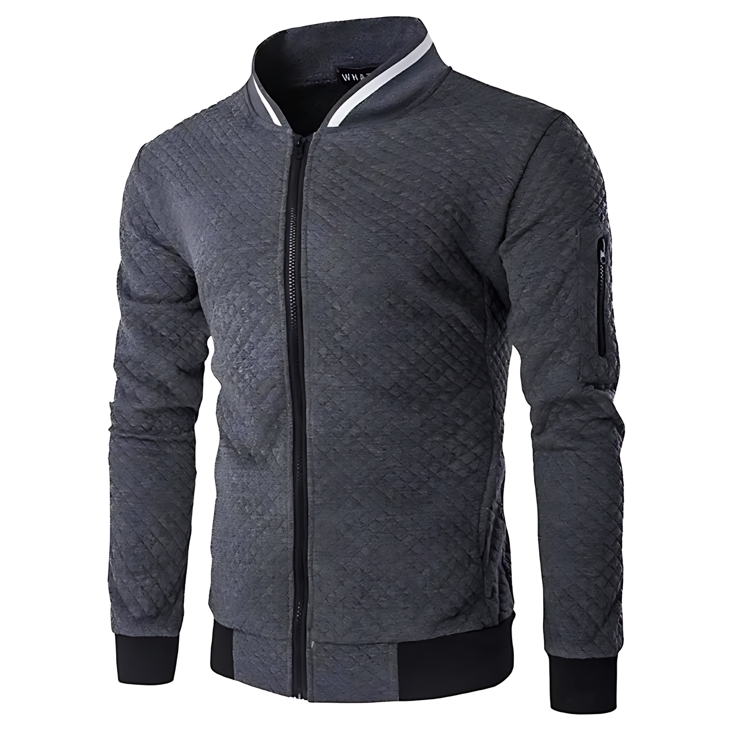 OUTLET Men's Modern Quilted Zip-Up Bomber Jacket with Contrast Trim