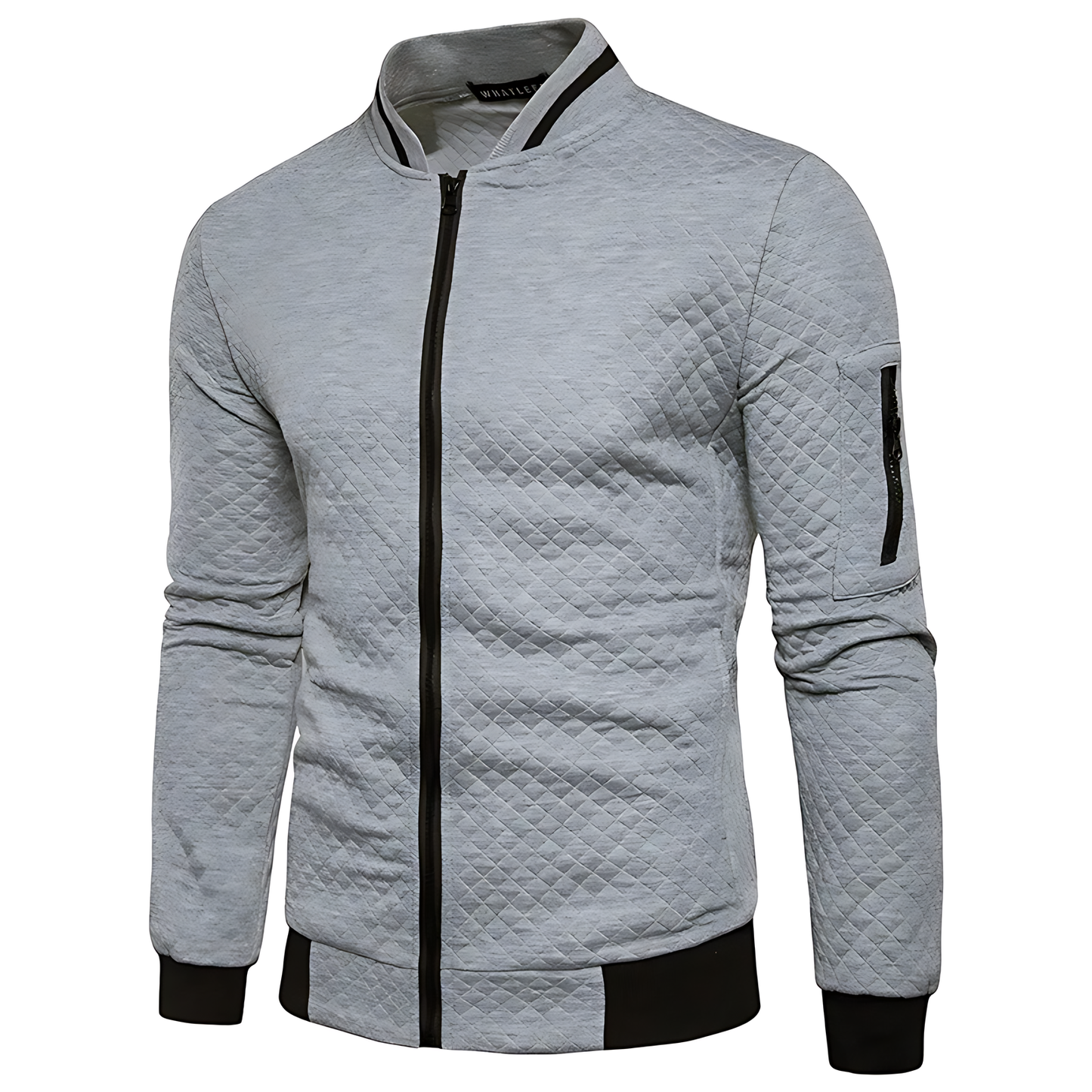 OUTLET Men's Modern Quilted Zip-Up Bomber Jacket with Contrast Trim