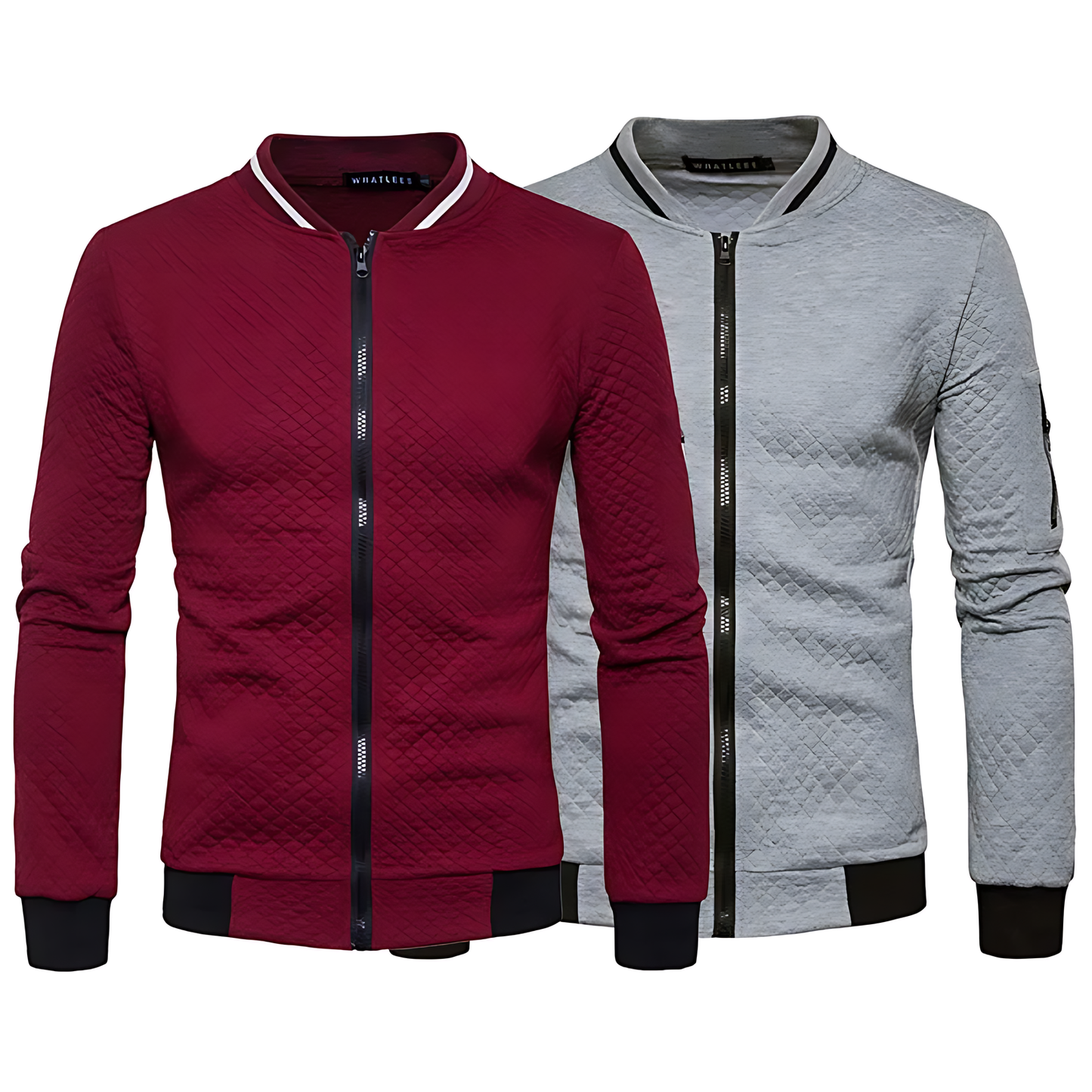 OUTLET Men's Modern Quilted Zip-Up Bomber Jacket with Contrast Trim