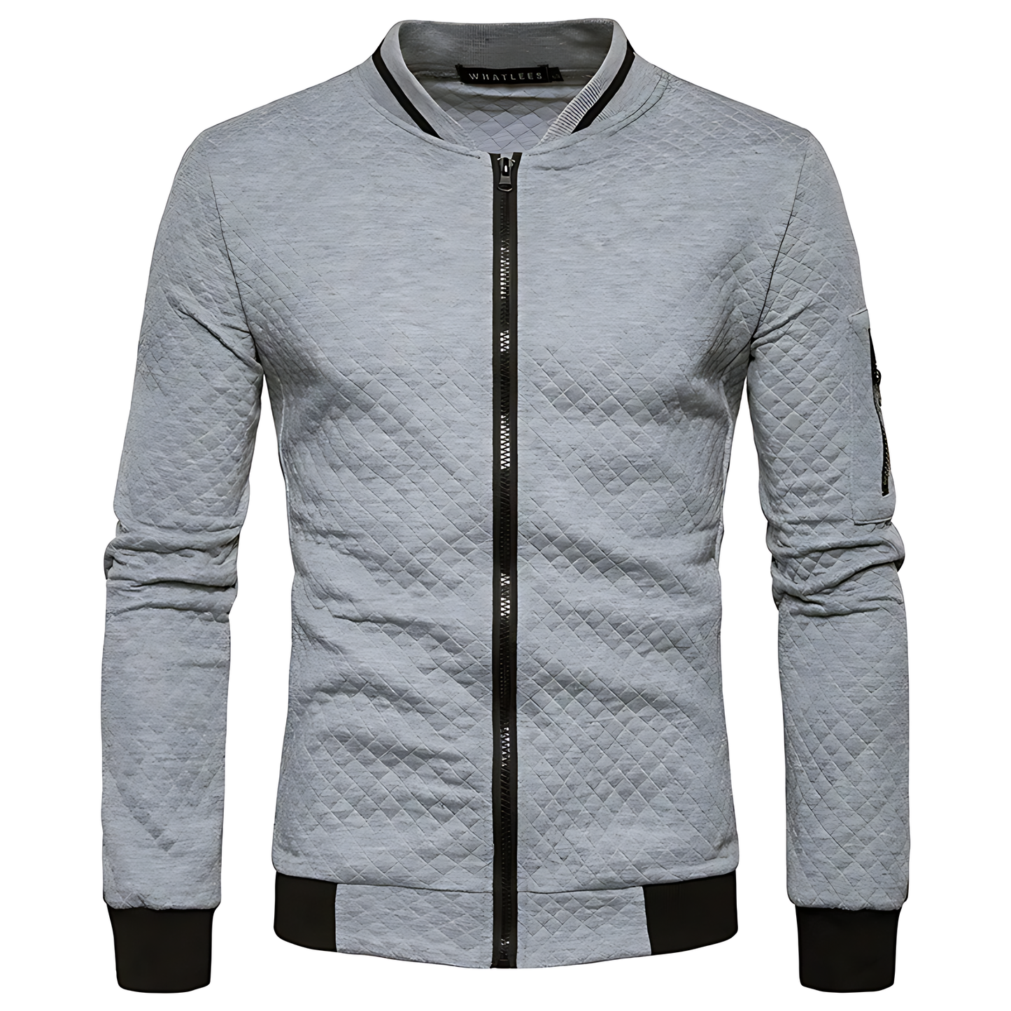OUTLET Men's Modern Quilted Zip-Up Bomber Jacket with Contrast Trim