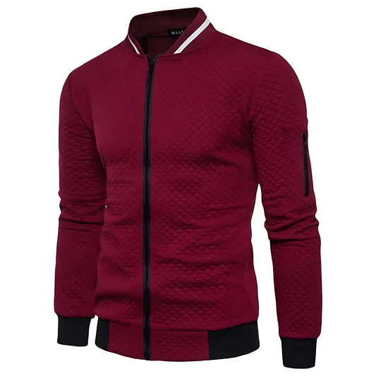 OUTLET  Men's Modern Quilted Zip-Up Bomber Jacket with Contrast Trim